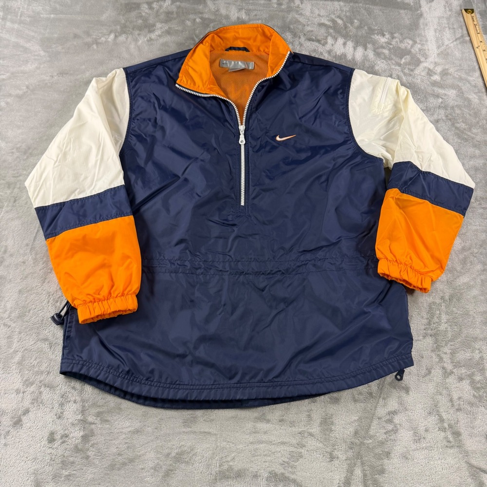 Nike Kids Vintage Colorblock Windbreaker Navy Orange White Pullover Size S 4-6
